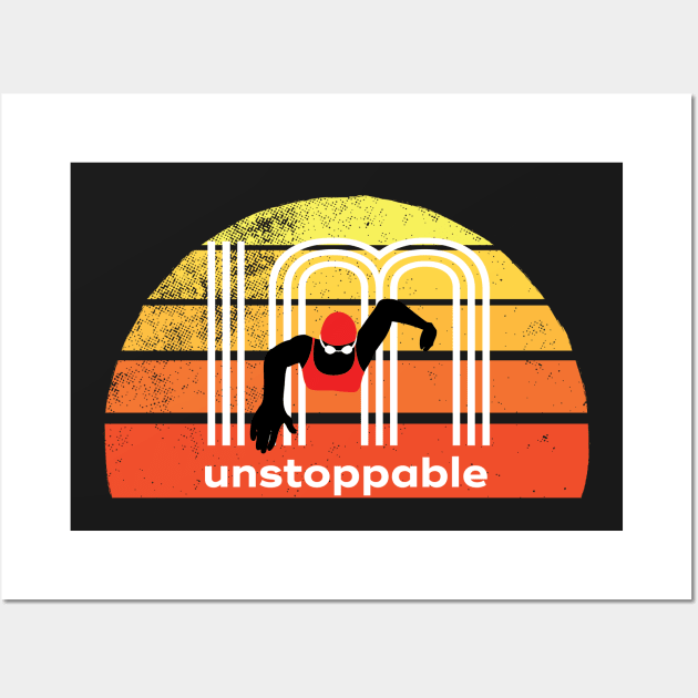 Retro IM unstoppable womens swimming 2 Wall Art by atomguy